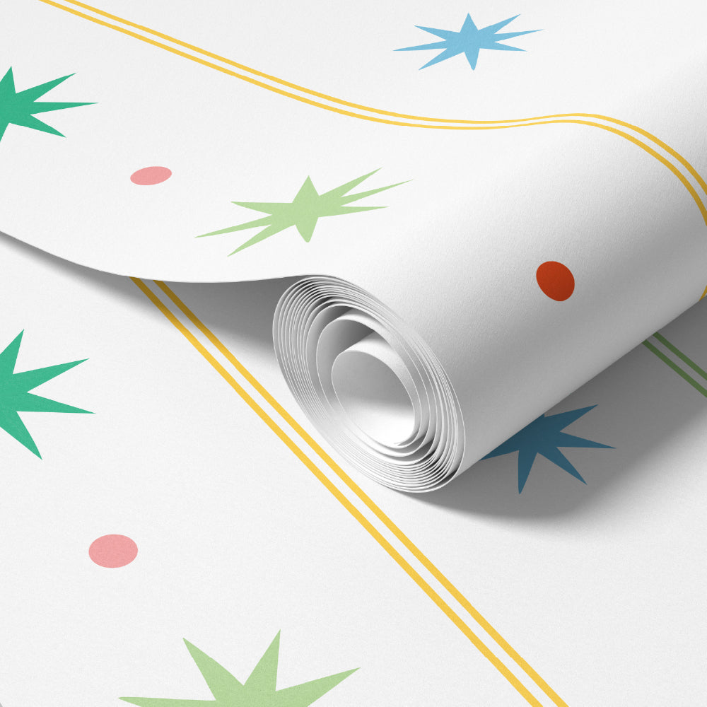 Papel de Parede Estrelas, Bolas e Listras
