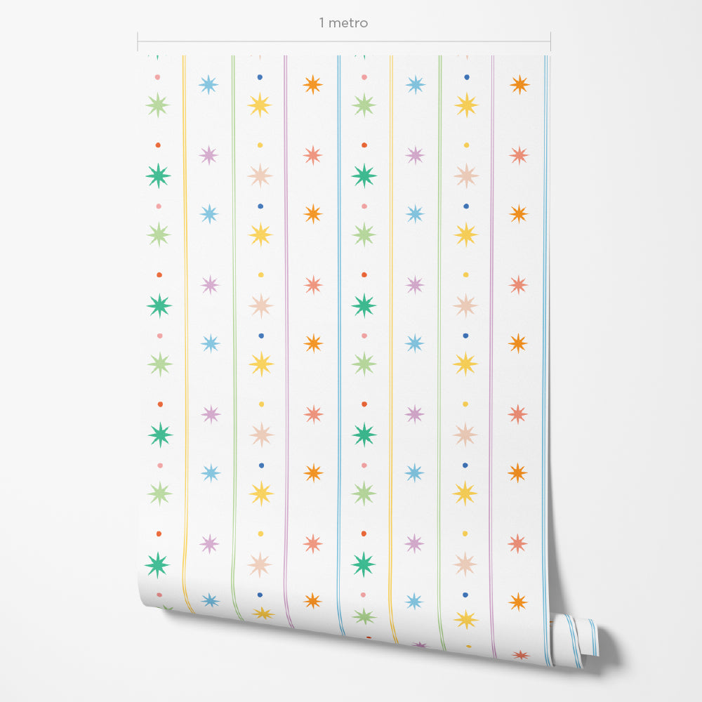 Papel de Parede Estrelas, Bolas e Listras
