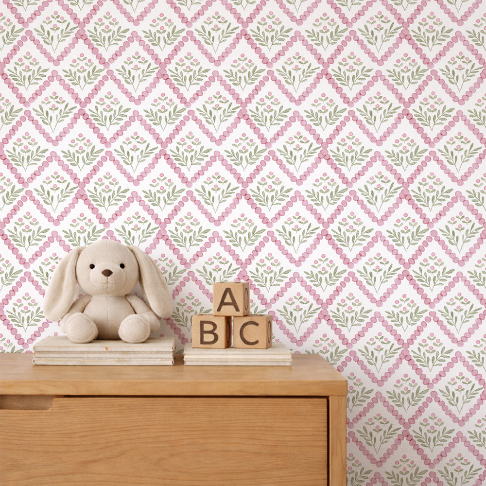 Papel de Parede Jardim Geométrico Rosa