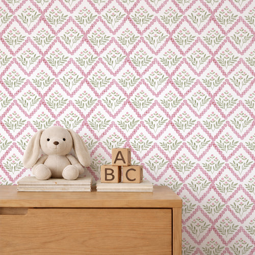 Papel de Parede Jardim Geométrico Rosa