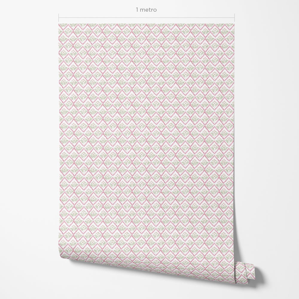 Papel de Parede Jardim Geométrico Rosa