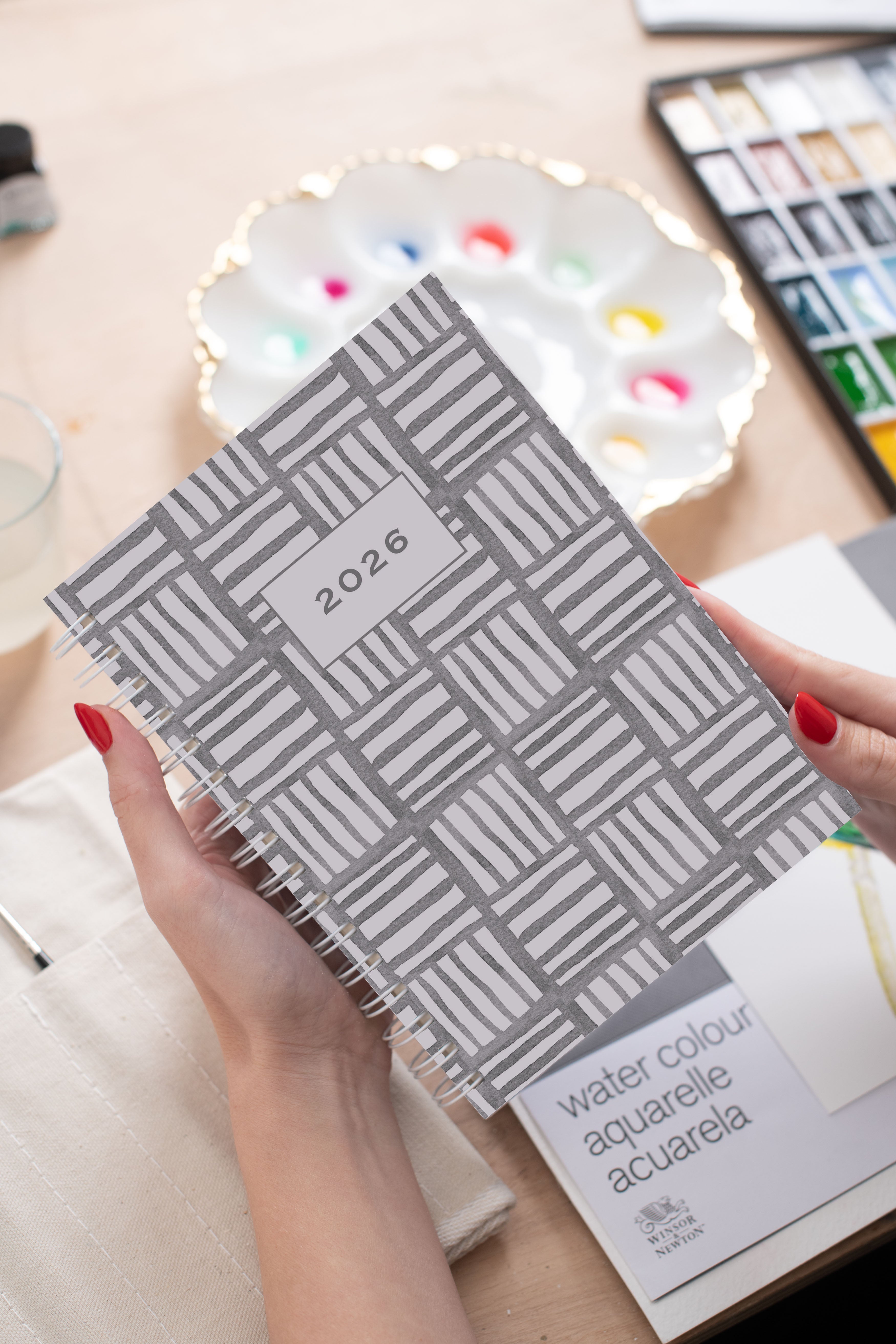 Planner 2026 Geométrico Cinza